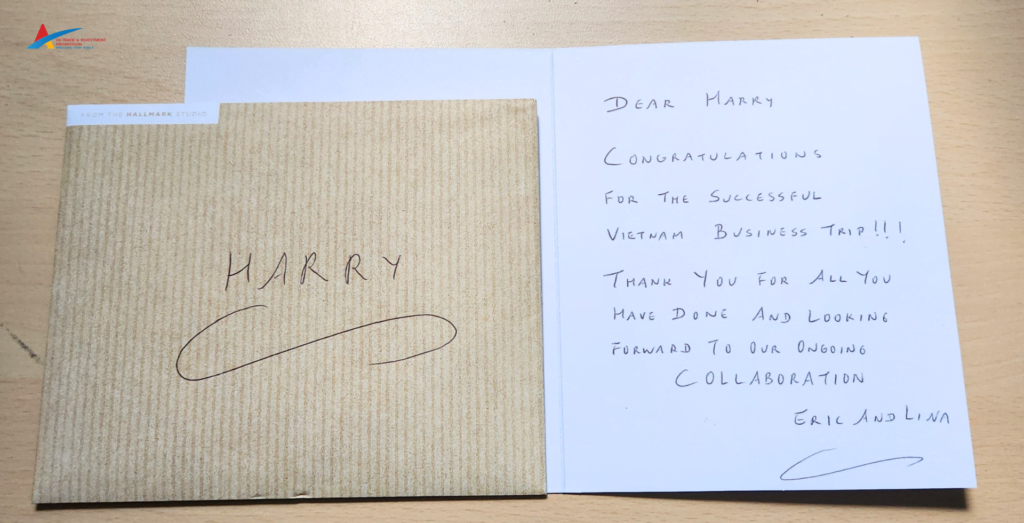 Meaningful cards and motivational feedback from our esteemed businesses for VATIP